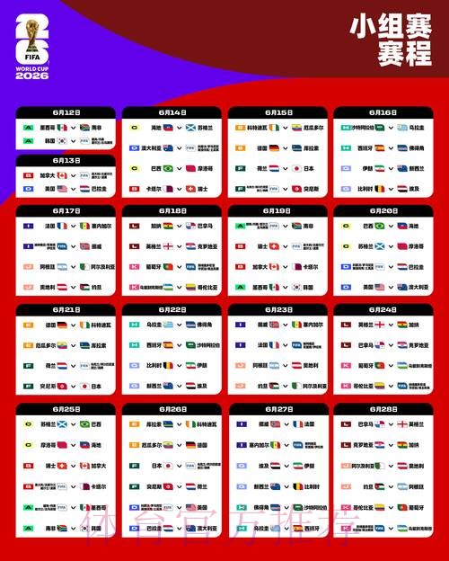 2026世界杯小组赛赛程最新最新时间表免费观看